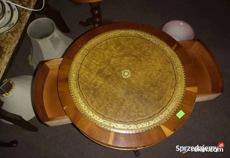 Wspaniały stolik Niciak Z skórką na blacie Gdańsk