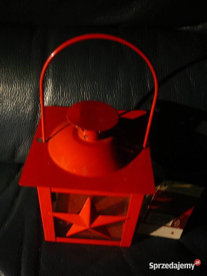 Latarnia czerwona metal szkło Nowa Boże Narodzenie Wrocław