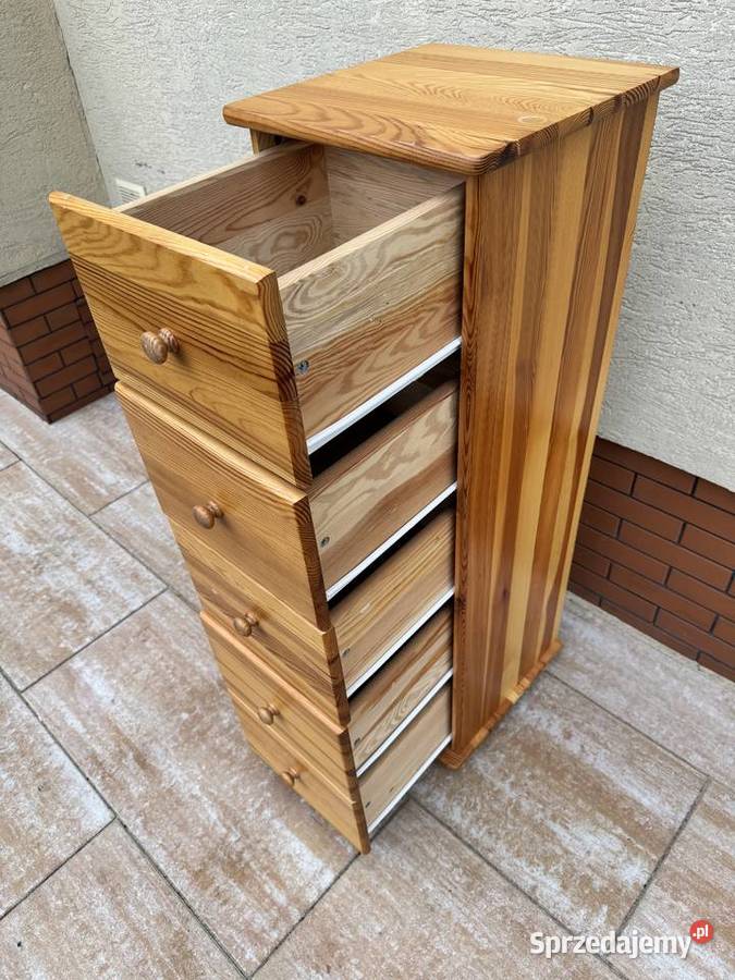 Szafka z szufladami drewniana sosnowa słupek Sulbiny