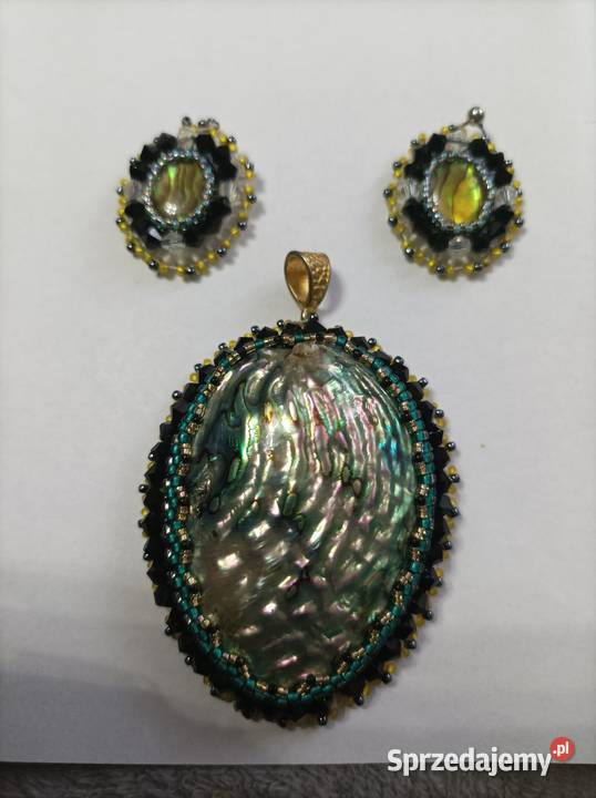Komplet z muszlą Paua beading gold stal śląskie