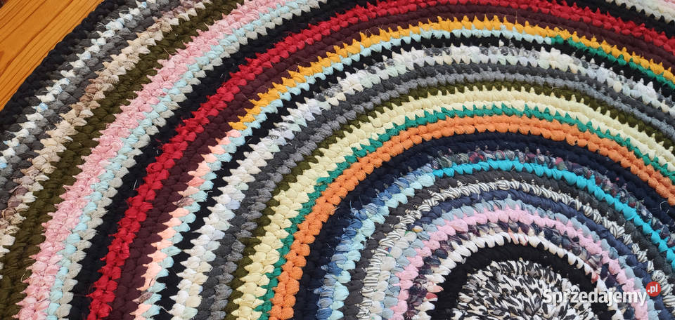 Dywan okrągły 127 rękodzieło zero waste Łódź sprzedam