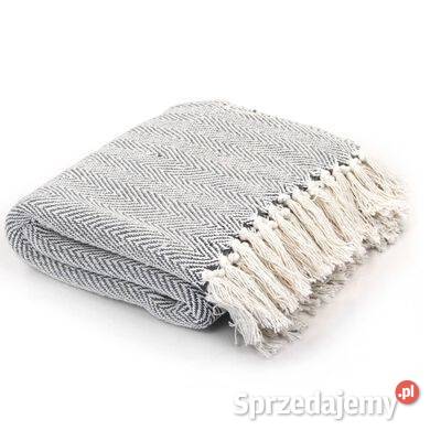 vidaXL Bawełniana narzuta w jodełkę 220 x 250 mazowieckie Warszawa