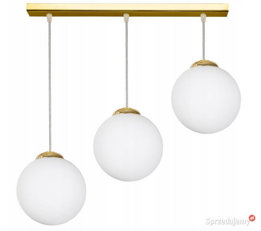 LAMPA WISZĄCA SUFITOWA ŻYRANDOL ZŁOTA 3 KULE Choroszcz