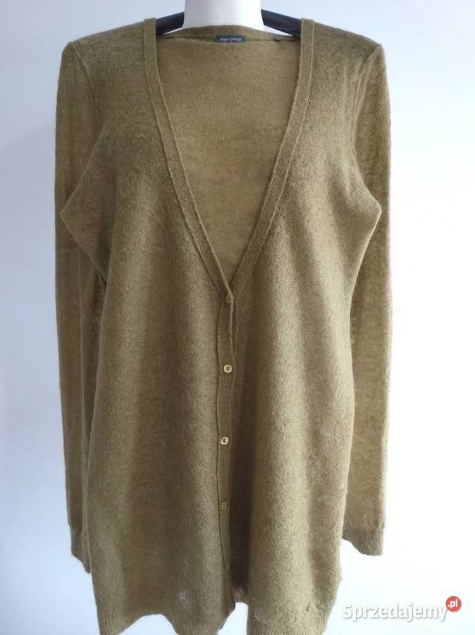 Sweter Kardigan Moherowy Wełniany Limonkowy Łomża