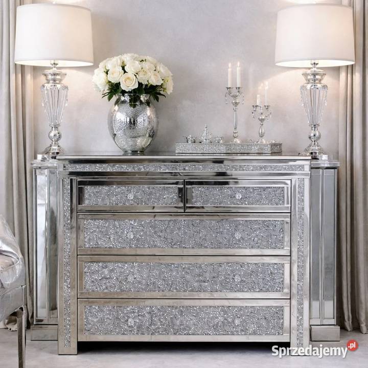 Komoda lustrzana z kryształkami glamour z Nowy Sącz