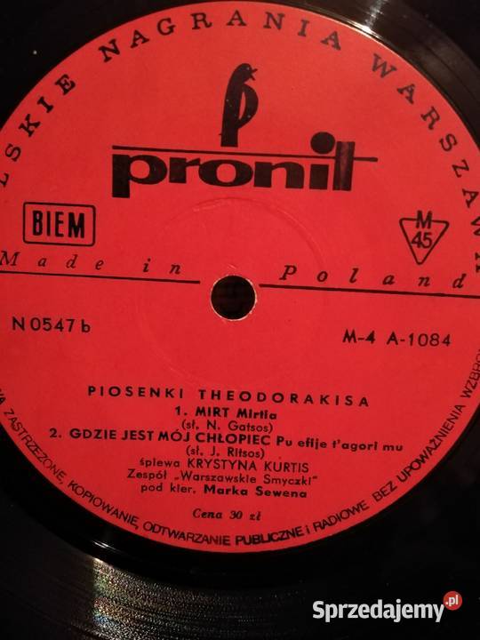 Piosenki Theodorakisa Śpiewa Krystyna Kurtis Wałbrzych sprzedam