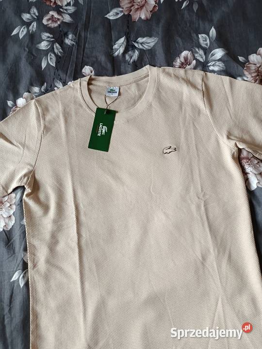 Tshirt bawełniany Lacoste beżowy L regular fit Białystok