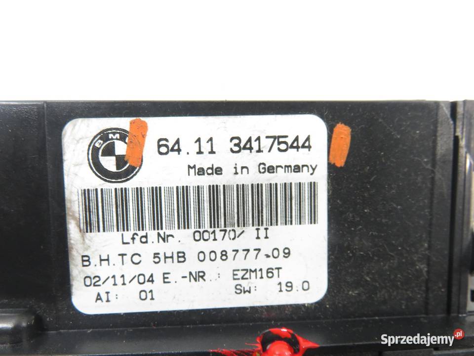 KLIMATRONIK BMW X3 E83 64113417544 Panele sterowania, przełączniki
