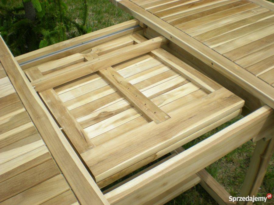 Solidny stół ogrodowy z drewna teakowego 120 170 Konin