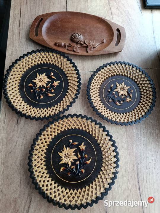 Sprzedam zestaw talerzy drewniane cepelia Choszczno