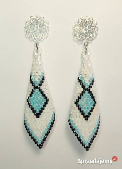 KOLCZYKI ROŻKI BIAŁOBŁĘKITNE Kolczyki Warszawa