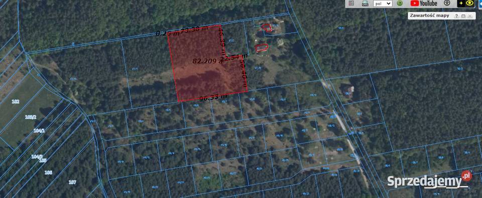 Działka 4712 częściowo zalesiona Wężyk 8200m2 Wężyki