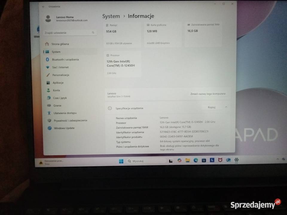 Laptop Lenovo IdeaPad 3 nowy Intel Core i5 Szczecin