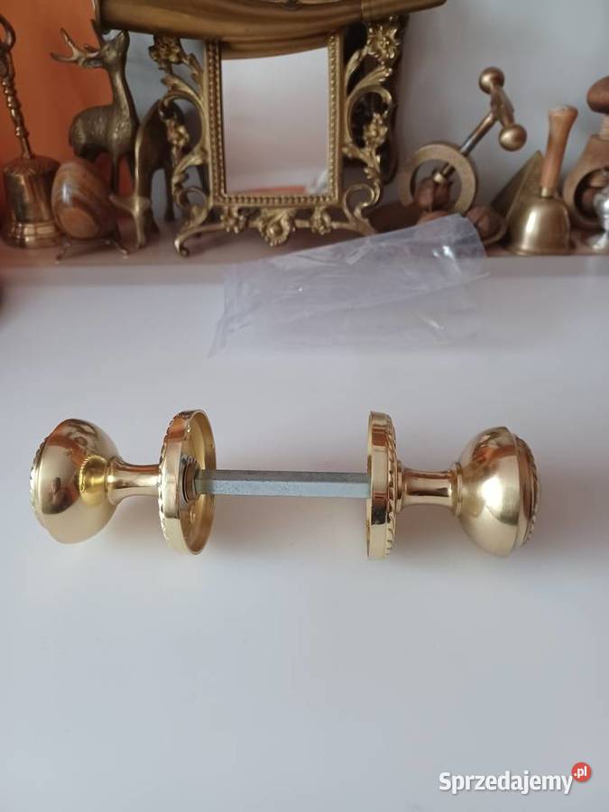 Komplet klamek gałek mosiężnych obrotowych Poznań sprzedam