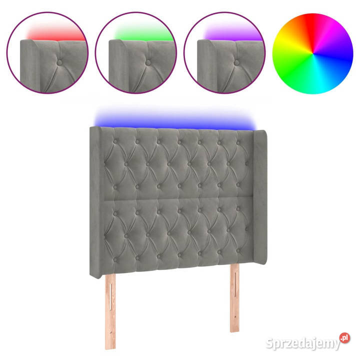 Zagłówek do łóżka z LED jasnoszary 103x16x118128 Warszawa
