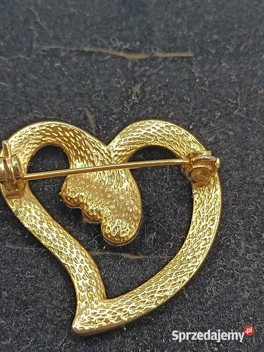 BIŻUTERIA BROSZKA PIĘKNA SERCE KOLORU ZŁOTEGO