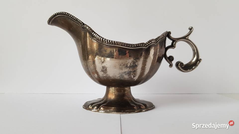 Stara metalowa platerowana sosjerka
