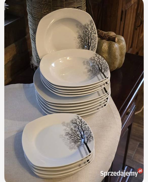 159 Zestaw 18 sztuk talerzy drzewa Zabrze
