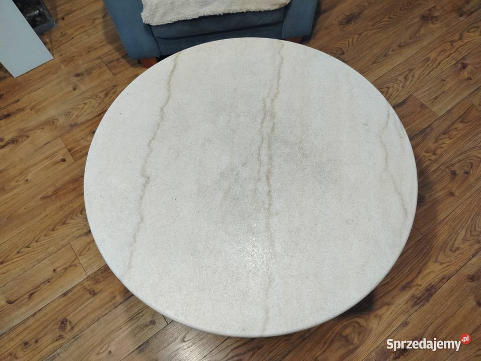 Stolik z marmurowym blatem i żeliwną nogą styl pomorskie Tczew