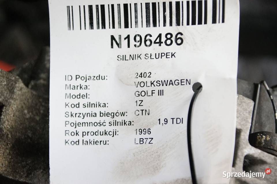 SILNIK KOMPLETNY VOLKSWAGEN GOLF III 1Z