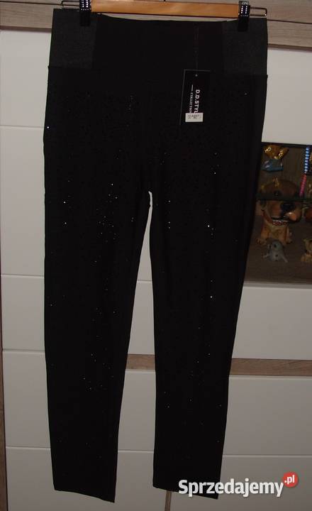 NOWE czarne Spodnie Legginsy z Kryształkami rLXL Rawicz