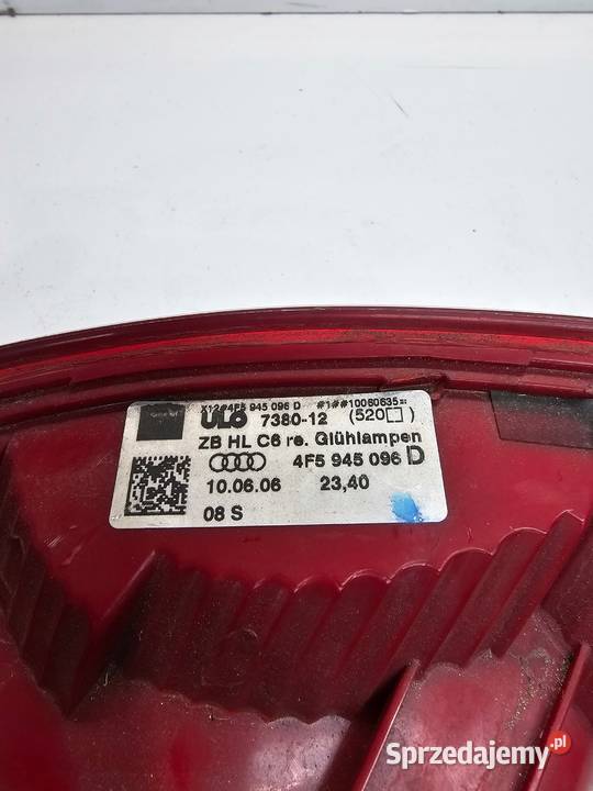 LAMPA PRAWY TYŁ W BŁOTNIK NA ŻARÓWKI AUDI A6 C6 Przystajń