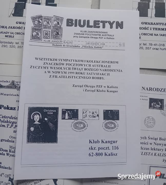 Kwartalnik Filatelista Kaliski rocznik 1998 2 x Koźminek
