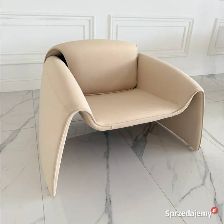 Designerski Nowoczesny Fotel SPIDER Jasny Beż Stoły