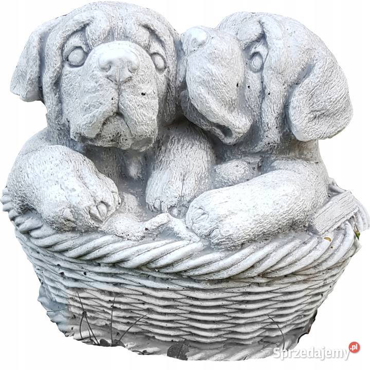 Pieski gipsowe piesek w koszyku figurka psa Dekoracje świąteczne Łódź