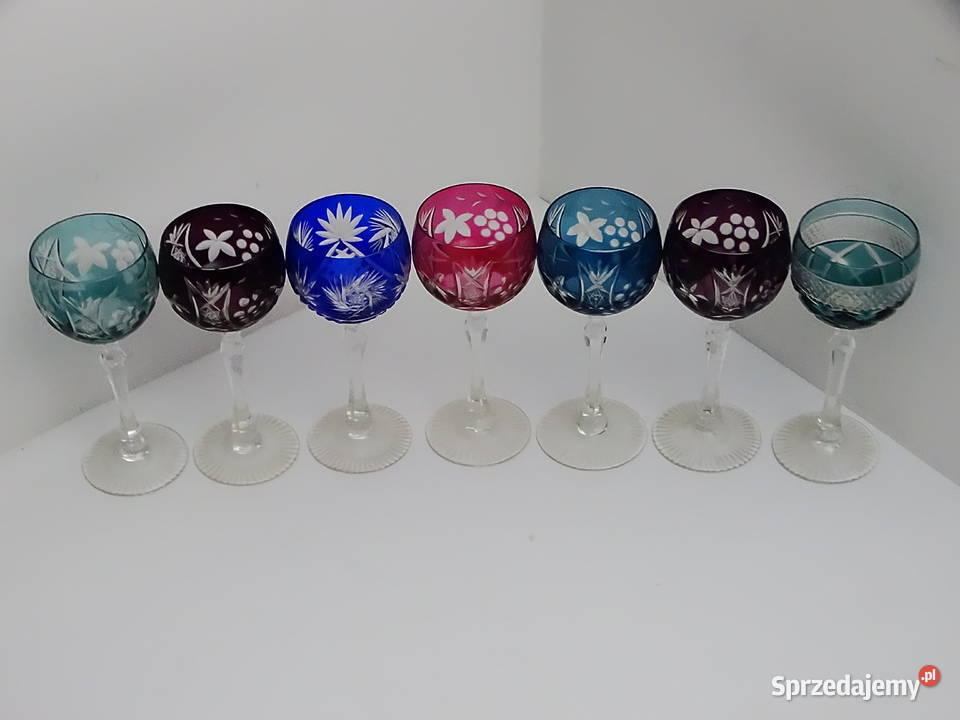 Kieliszki kryształowe kolorowe zestaw 7 sztuk Biłgoraj