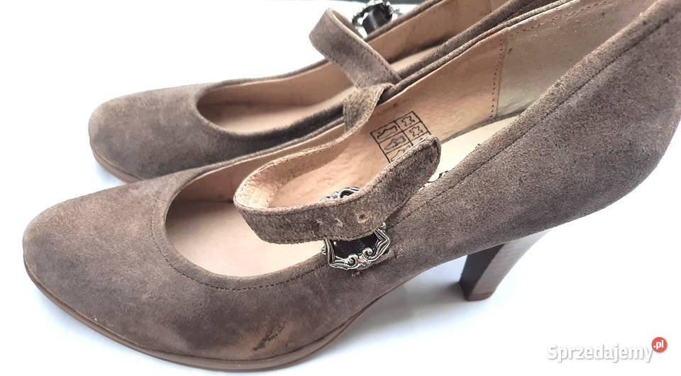 41 Hirschkogel czółenka na obcasie zamsz szare 26cm Gaszowice sprzedam