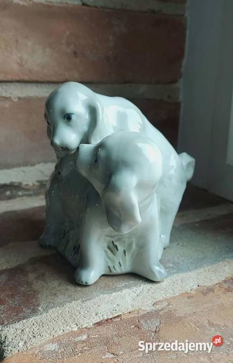 Porcelanowa figurka vintage kotek piesek krasnal lubuskie