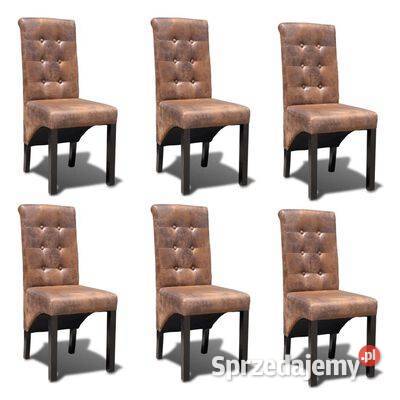 vidaXL Krzesła stołowe 6 brązowe sztuczna Warszawa