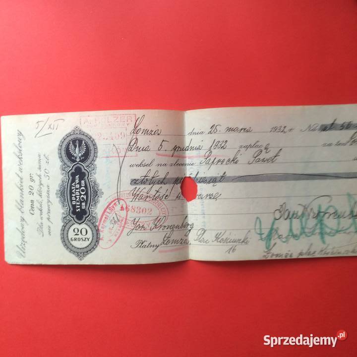 1533 Weksel Wystawiony W Łomży 30 Szczecin