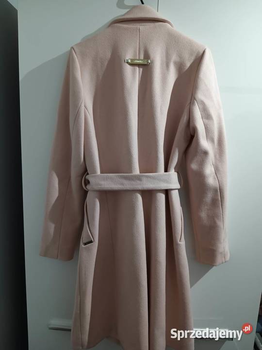 Pudrowy płaszcz z paskiem Łódź sprzedam