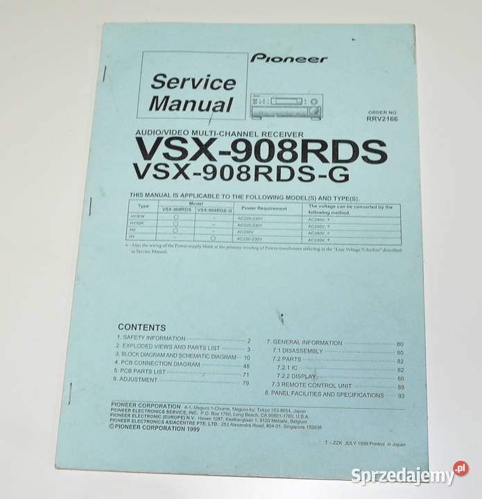 Instrukcja serwisowa, manual service, Pioneer VSX-908RDS