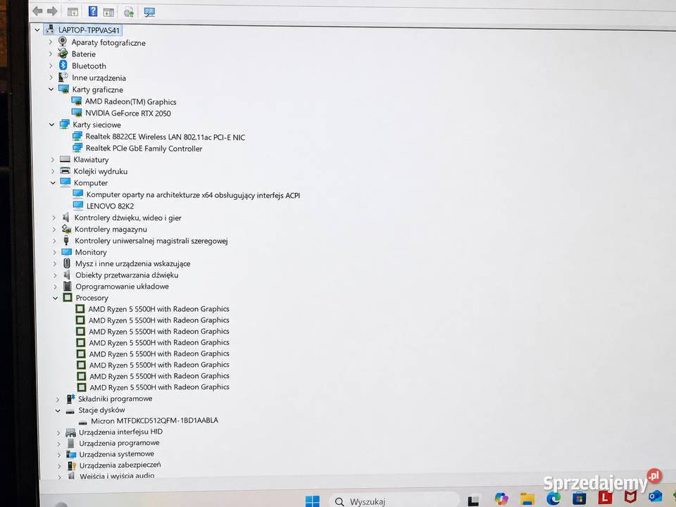 Lenovo IdeaPad Gaming 3 15ACH6 Ryzen 5 5500H RTX Warszawa sprzedam