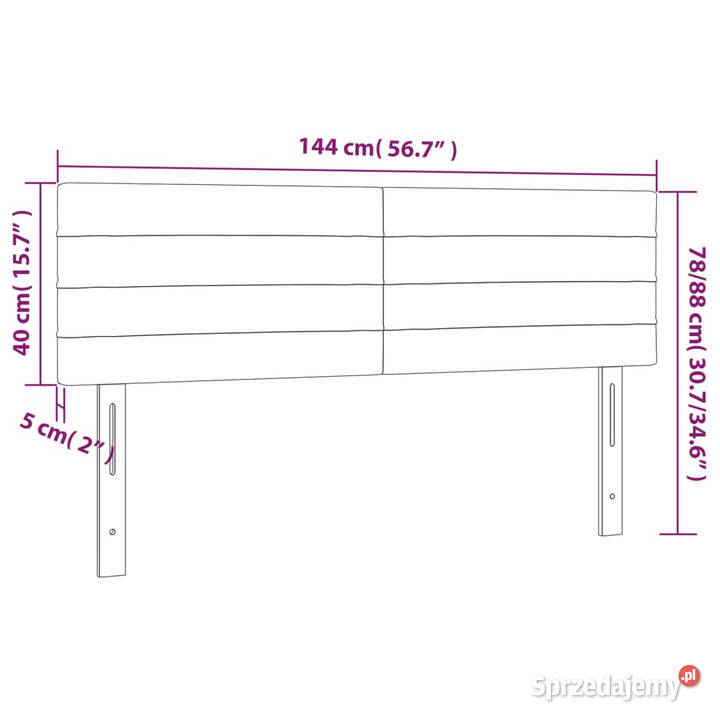 Zagłówek do łóżka z LED czarny 144x5x7888 Warszawa