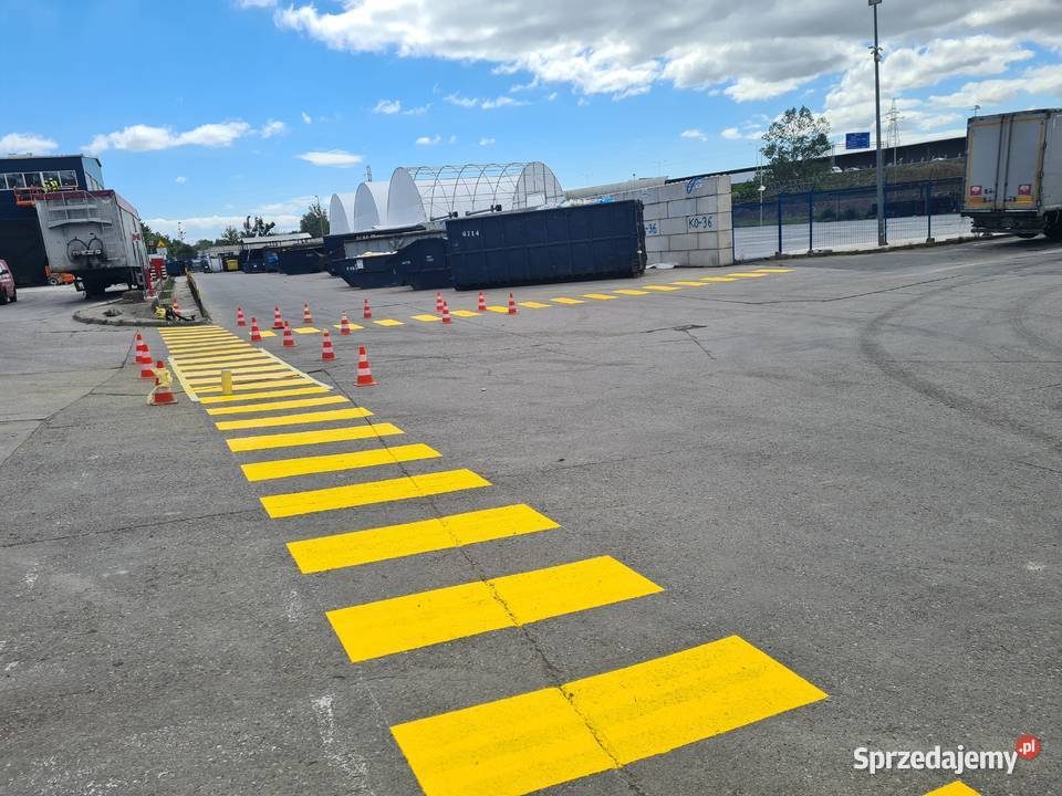 Malowanie linii oznakowanie poziome w magazynie Warszawa