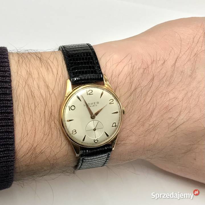 LIDHER szwajcarski Złoty zegarek męski 750 18K