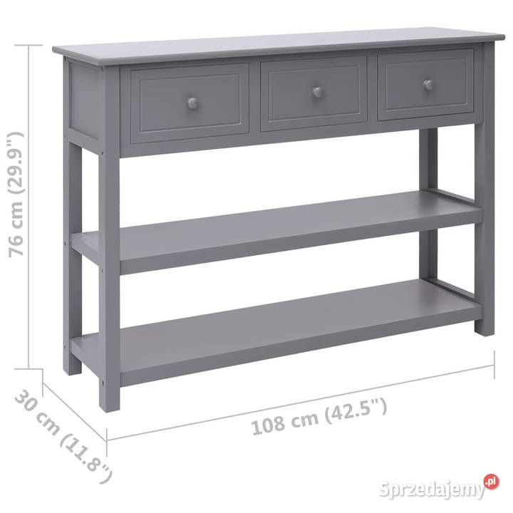 Szafka boczna szara 108x30x76 lite drewno mazowieckie