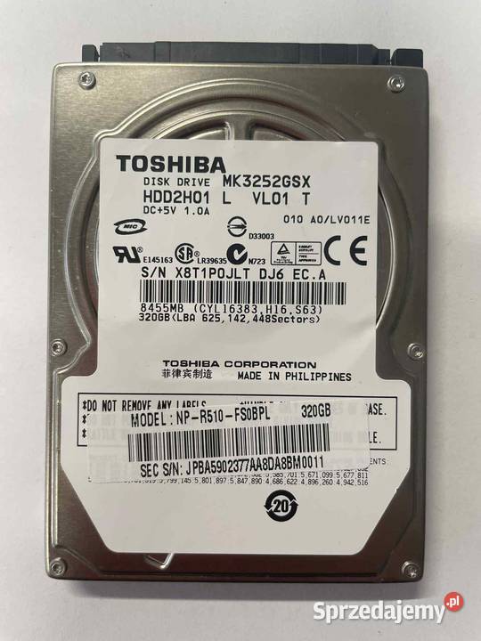 Dysk twardy 25 320GB Toshiba MK3252GSX stan Toshiba Dyski Biała Podlaska sprzedam