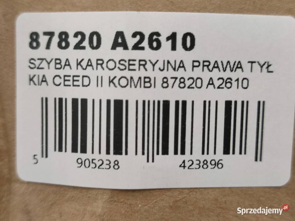 SZYBA KAROSERYJNA PRAWY TYŁ KIA CEED II KOMBI