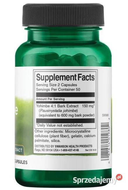 SWANSON YOHIMBE BARK 75mg 100k ODCHUDZANIE Pozostałe Poznań