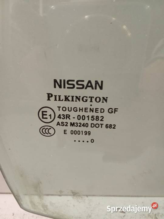 Szyba Drzwi Prawa Przednia Nissan Qashqai 06 osobowe Bralin