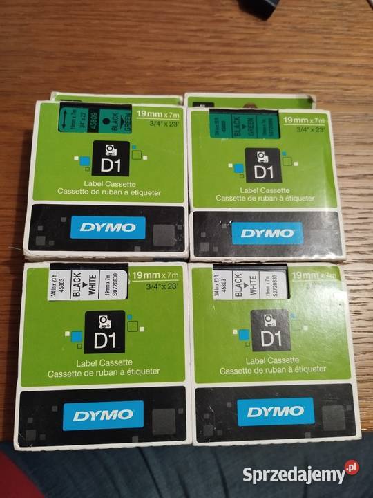 4 taśmy DYMO 19mm 2 białe i 2 zielone Piotrków Trybunalski