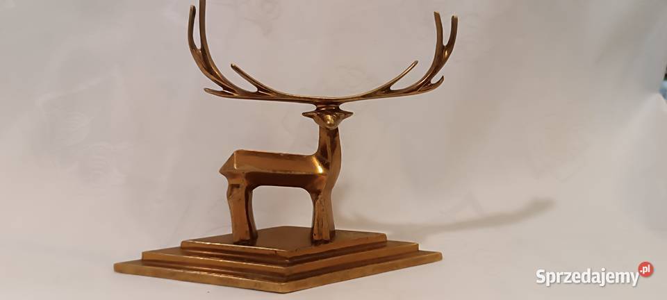 Art deco, figurka jelenia, wykonana z mosiądzu