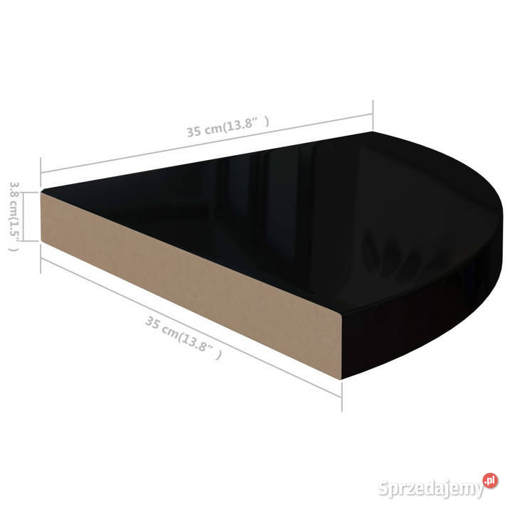 Narożne półki ścienne 4 połysk czarne 35x35x38 Warszawa