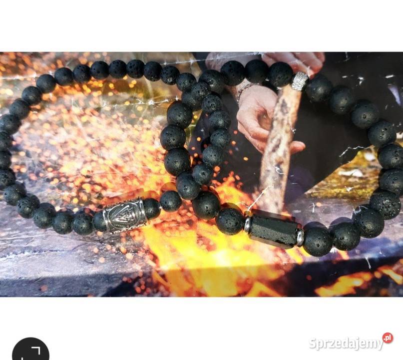 BRANSOLETKI DWIE SZTUKI RUNA VALKNUT STAL KAMIEŃ Katowice