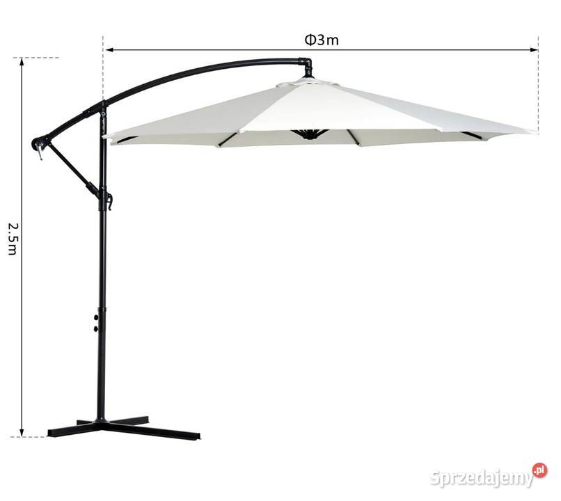 Parasol ogrodowy z ręczną korbą 3 M kremowy małopolskie Brzesko